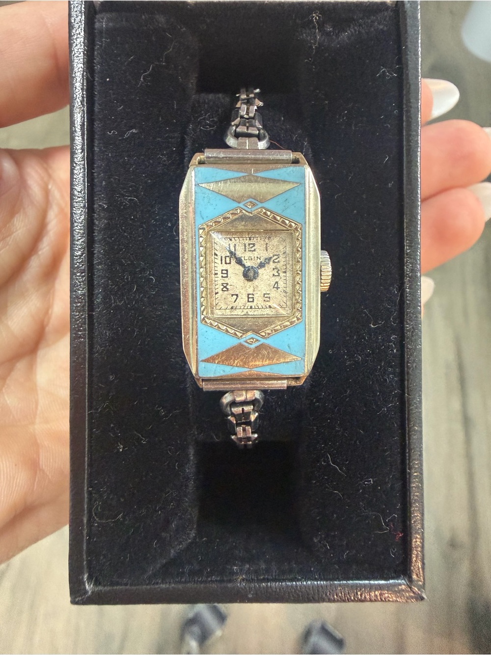 1930 Elgin Madame Louise Boulanger Parisienne 14K GF Enameled Cocktail Watch